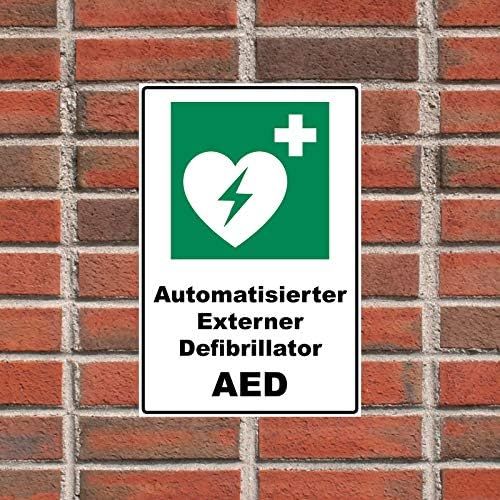  Aufklebo Sign Automated External Defibrillator AED Sign Rescue Sign Green 30 x 20 x 0.3 cm Rigid Foam Board