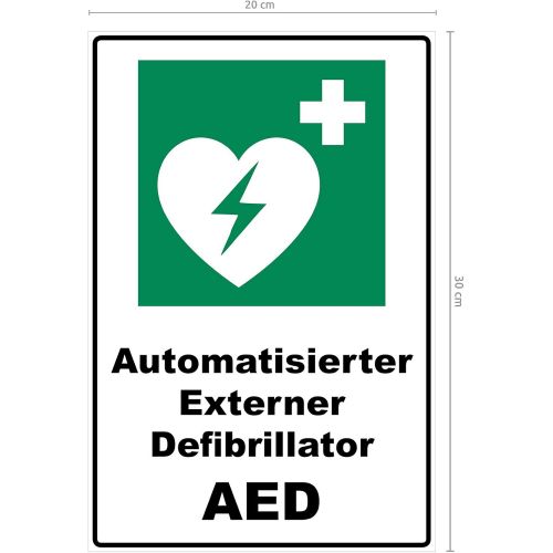  Aufklebo Sign Automated External Defibrillator AED Sign Rescue Sign Green 30 x 20 x 0.3 cm Rigid Foam Board