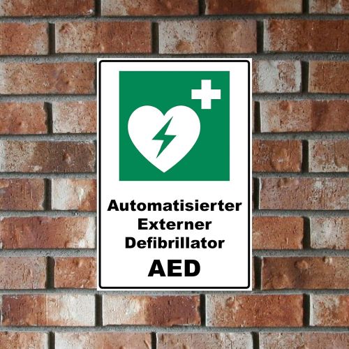  Aufklebo Sign Automated External Defibrillator AED Sign Rescue Sign Green 30 x 20 x 0.3 cm Rigid Foam Board