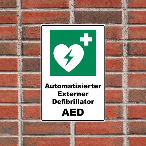  Aufklebo Sign Automated External Defibrillator AED Sign Rescue Sign Green 30 x 20 x 0.3 cm Rigid Foam Board