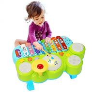 [아마존베스트]AugToy 3 in 1 Toddler Drum Set Piano Keyboard Xylophone Toys Montessori Musical Instrument Learning Developmental Light Up Toys for Kids Baby Infant Boys Girls Age 1 2 3 Years Old 12 18 M