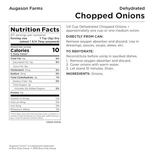  Augason Farms Dehydrated Chopped Onions No. 10 Can, 1 lb 7 oz (652 g) (5-12000)