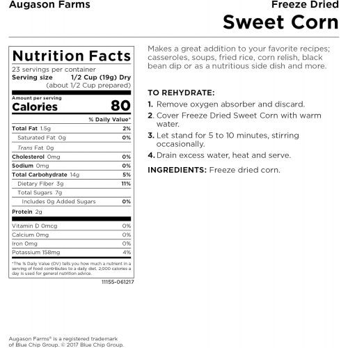  Augason Farms Freeze Dried Sweet Corn 1 lb No. 10 Can