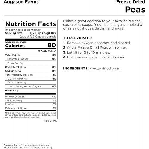  Augason Farms Freeze Dried Peas 1 lb No. 10 Can