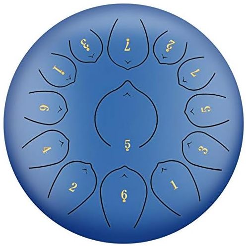  [아마존베스트]Augproveshak Steel Tongue Drum, 12 Inches, 13 Notes, Pan Drum, Percussion Instrument, Handpan Drum with Carry Case, Book, Mallet and Finger Picks