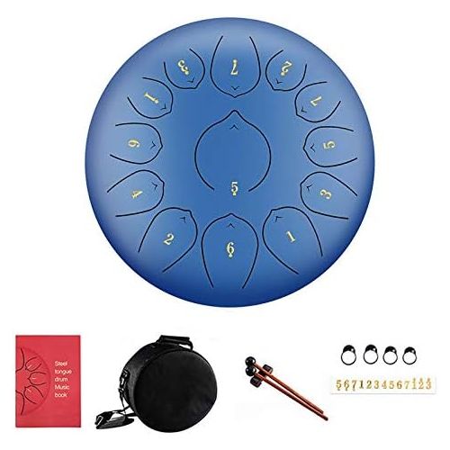  [아마존베스트]Augproveshak Steel Tongue Drum, 12 Inches, 13 Notes, Pan Drum, Percussion Instrument, Handpan Drum with Carry Case, Book, Mallet and Finger Picks