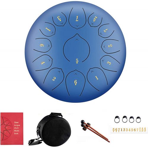  [아마존베스트]Augproveshak Steel Tongue Drum, 12 Inches, 13 Notes, Pan Drum, Percussion Instrument, Handpan Drum with Carry Case, Book, Mallet and Finger Picks