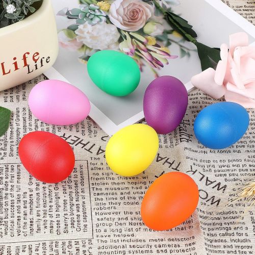  [아마존베스트]Augshy 14 PCS Plastic Egg Shakers Percussion Musical Egg Maracas Easter Egg Kids Toys (7 Colors)