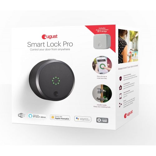  [아마존베스트]August Home August Smart Lock Pro (3rd Gen) + Connect Hub - Zwave, Home Kit & Alexa Compatible - Gray