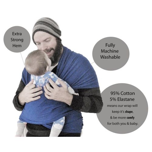  Auguste & Hux Teal Cotton Baby Wrap Sling Carrier. In blue, grey, yellow. Soft stretchy light adjustable. Suitable for newborns breastfeeding. Portable, secure, safe. Great baby s