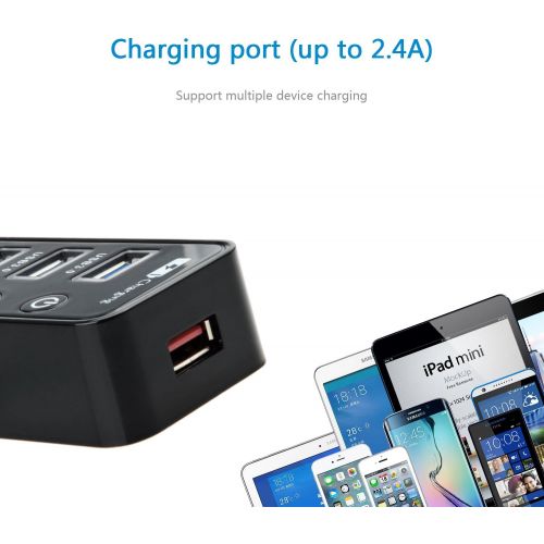  Aukru USB 3.0 Hub 4 ports Super Speed Data Transfer HUB with On Off Switch + 1 Charging Port with 5V 2A Powered Supply Adapter