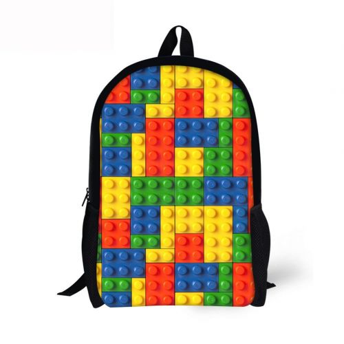  Aulaygo 3D Building Block Printing School Backpack Cool Bookbags for Boys Girls