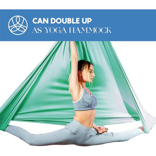  [아마존베스트]Aum Active Aerial Silks Beginner Kit - Acrobatic Flying Dance Yoga Trapeze Aerial Yoga Hammock Swing - Includes 9 Yards of Aerial Tricot Fabric, Hardware & Guide - for Rigging Poin