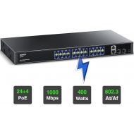 [아마존베스트]Aumox 16-Port Gigabit Network Switch, 8 Port POE 120W, Unmanaged Ethernet Splitter, Traffic Optimization, Metal Casing with Fanless Silent Design, Plug and Play, 19-inch Rackmount(