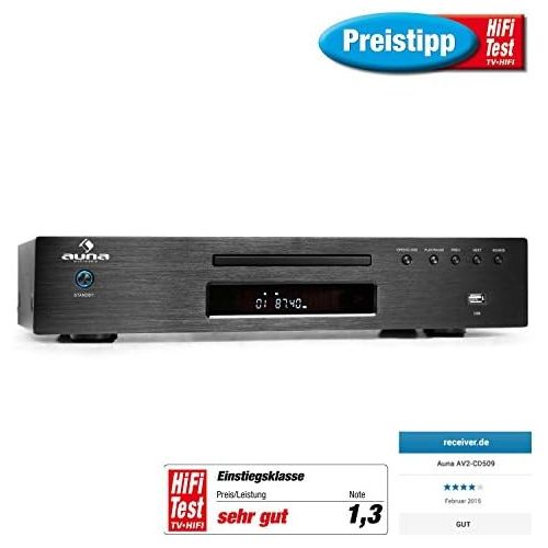  [아마존베스트]AUNA AV2-CD508 Hi-Fi CD Player Stereo Power Amplifier Max. 600 Watt, USB Port, Amplifier Music System, LCD Display, Aux-In, 4x Stereo RCA, Infrared Remote Control, Bluetooth