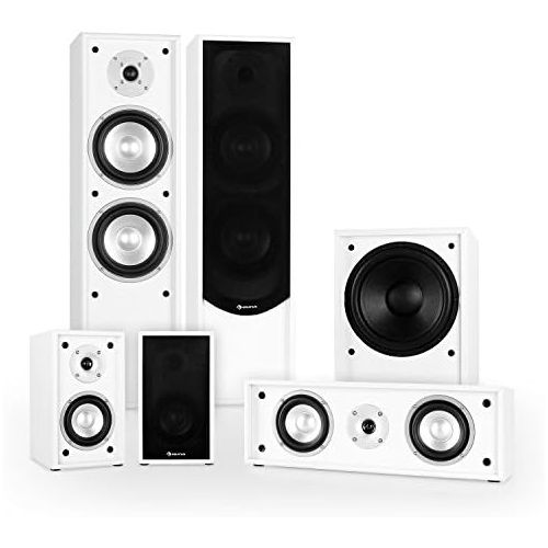  [아마존베스트]-Service-Informationen Auna Linie-300-WH 5.1 Home Cinema Speaker Set 515 W RMS 2 Floor-Standing Speakers 2 Shelf Speakers 1 Centre Speaker 1 Subwoofer White