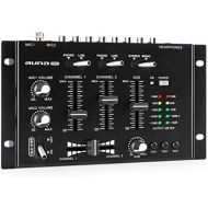 [아마존베스트]auna TMX-2211 MKII DJ Mixer Mixer, 3/2 Channel, 2 x 6.3 mm Mic-In, 2 x RCA Line with Phono Switch, RCA Auxin, Crossfader, Talkover Function, Headphone Output with Cue Function, Rac