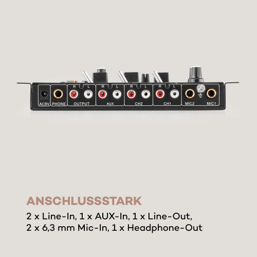  [아마존베스트]auna TMX-2211 MKII DJ Mixer Mixer, 3/2 Channel, 2 x 6.3 mm Mic-In, 2 x RCA Line with Phono Switch, RCA Auxin, Crossfader, Talkover Function, Headphone Output with Cue Function, Rac