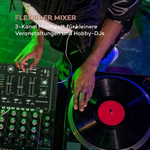  [아마존베스트]auna TMX-2211 MKII DJ Mixer Mixer, 3/2 Channel, 2 x 6.3 mm Mic-In, 2 x RCA Line with Phono Switch, RCA Auxin, Crossfader, Talkover Function, Headphone Output with Cue Function, Rac