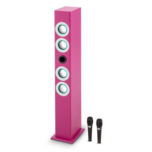  Auna auna Tallboy Karaoke Machine  Tower Speaker  2 Microphones  1000 mAh Battery  4 Bass Reflex Speakers  Bluetooth  USB-Port  SD Slot  Aux-In  Pink