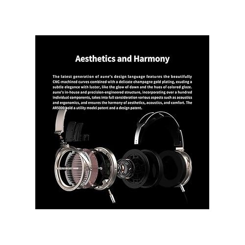  Aune AR5000 Full-Size Open-Back Headphones with MLD Driver, Dynamic Driver, Detachable Cable, Over-Ear HiFi Headphones, Hi-Res Audiophile Headphones for HiFi System, Home Audio, DAP, HiFi Player