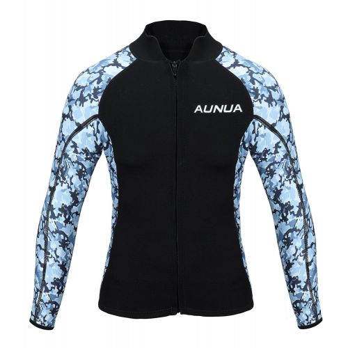  Aunua Mens 2mm Neoprene Wetsuit Camouflage Jacket Long Sleeve Surfing Tops