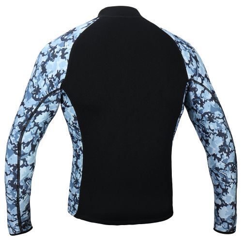  Aunua Mens 2mm Neoprene Wetsuit Camouflage Jacket Long Sleeve Surfing Tops