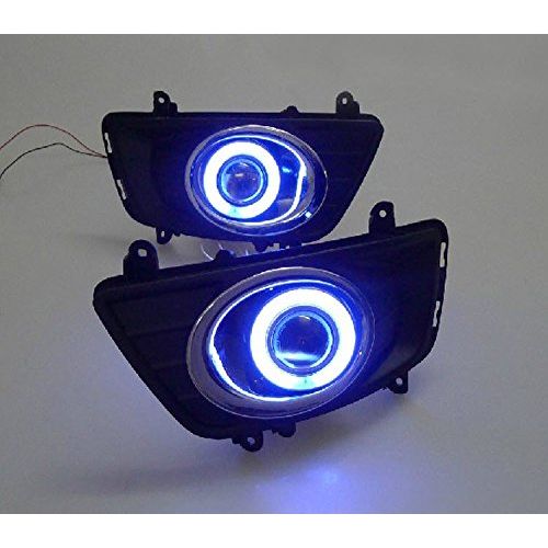  AupTech LED Angel Eyes DRL Fog Light Exact-Fit Fog Cover with 55W H11 Halogen Bulbs for Kia Carens / Kia Rondo 2007-2010