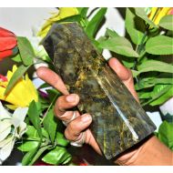 /Auralite23lovers A+ Quality Flash 185MM Green Labradorite Stone Quartz Rock And Minerals Stone Power AuraMeditation 4 Faceted Obelisk Point Tower