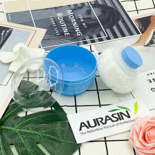  Aurasin Storage Body Powder Container, Large 3.15 Fluffy Body After-bath Powder Case, Baby Care Face/Body Villus Powder Puff Box, Makeup Cosmetic Talcum Powder Container with Hand Holder (