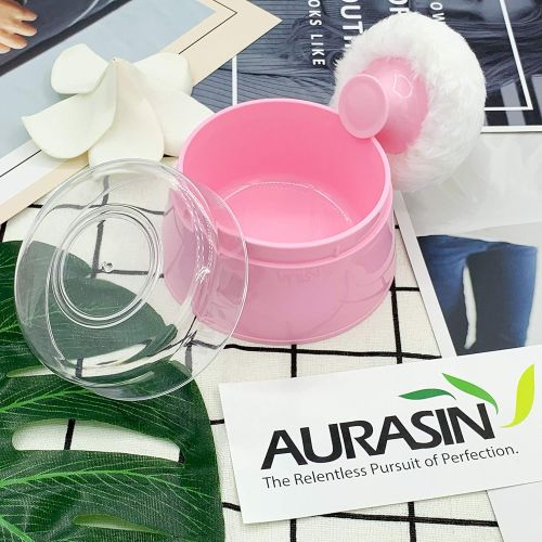  Aurasin BPA Free Baby Powder Puff Box, Large 2.8 Fluffy Body After-bath Powder Case, Baby Care Face/Body Villus Powder Puff Container, Makeup Cosmetic Talcum Powder Container with Hand Hol