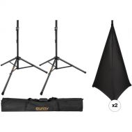 Auray Deluxe PA Speaker Kit with Two Speaker Stands, Two Stand Skirts & Bag (Black)