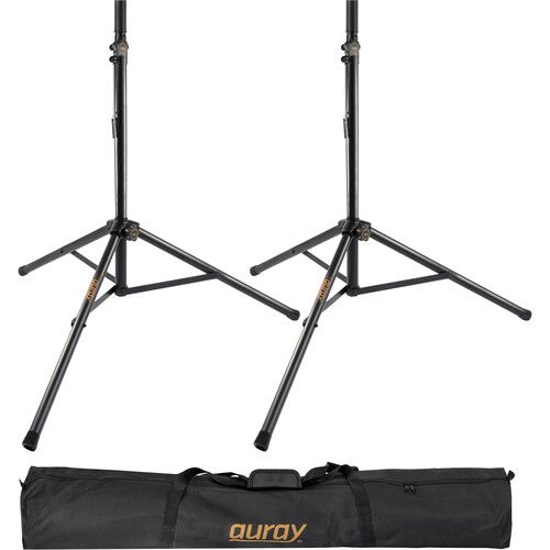  Auray Deluxe PA Speaker Kit with Two Speaker Stands, Two Stand Skirts & Bag (Black)