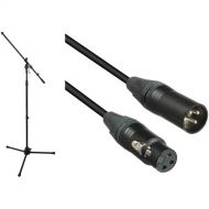 Auray MS-5230F Tripod Microphone Stand with Fixed Boom and XLR Cable Kit
