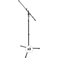 Auray MS-5230T Tripod Microphone Stand with Telescoping Boom (2-Pack)