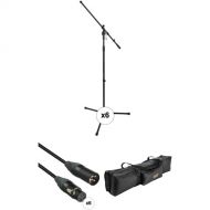 Auray Six Mic Stands and Cables Kit with Carrying Bag