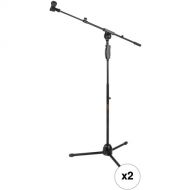 Auray MS-65CL Professional Mic Stand with Clutch Lock and Telescoping Boom Arm (Pair)