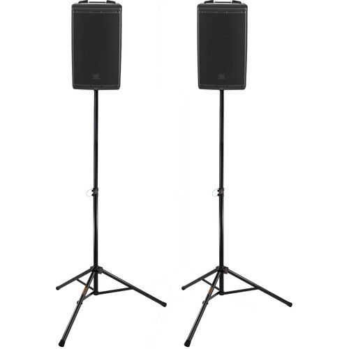  Auray SS-47S-PB Deluxe Height-Adjustable Steel Speaker Stands with Tripod Base and Carrying Case