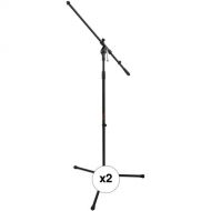 Auray MS-5230F Tripod Microphone Stand with Fixed Boom Kit (Pair)