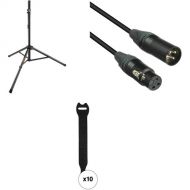 Auray Single PA Speaker Kit with Speaker Stand, XLR Cable, and Touch-Fastener Straps