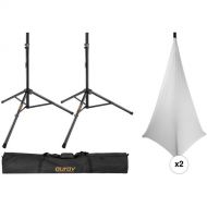 Auray Deluxe PA Speaker Kit with Two Speaker Stands, Two Stand Skirts & Bag (White)