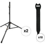Auray Deluxe PA Speaker Kit with Two Speaker Stands and Touch-Fastener Straps