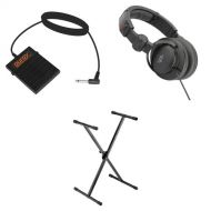 Auray X-Stand Keyboard Essentials Bundle with Headphones and Footswitch