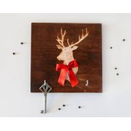 Aureart Wall Key Holder DEER, Wooden, Wall Decor, Key board, Key Hanger, Home, Housewarming Gift, Organizer