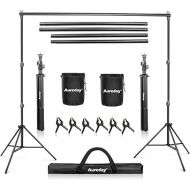 Aureday Backdrop Stand, 10x7Ft Adjustable Photo Backdrop Stand Kit with 4 Crossbars, 6 Background Clamps, 2 Sandbags, and Carrying Bag for Parties/Wedding/Photography/Festival Decoration