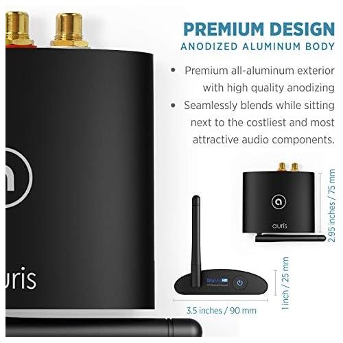  Auris Blume HD Long Range Bluetooth 5.0 Music Receiver Hi-Fi Audio Adapter with Audiophile DAC & AptX HD for Home Stereo, AV Receiver or Amplifier