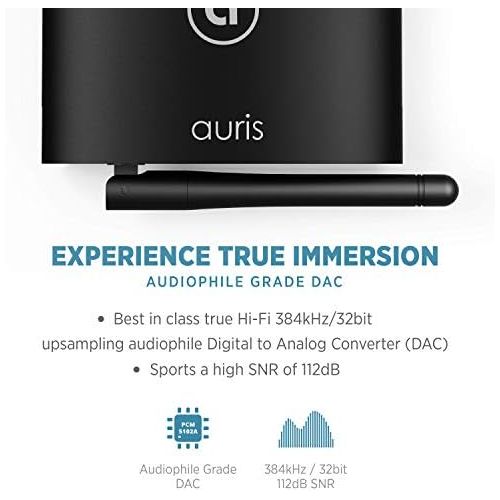  Auris Blume HD Long Range Bluetooth 5.0 Music Receiver Hi-Fi Audio Adapter with Audiophile DAC & AptX HD for Home Stereo, AV Receiver or Amplifier