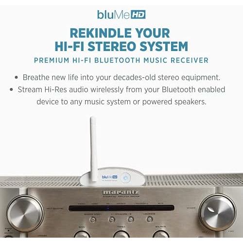  Auris Blume HD Long Range Bluetooth 5.0 Music Receiver Hi-Fi Audio Adapter with Audiophile DAC & AptX HD for Home Stereo, AV Receiver or Amplifier