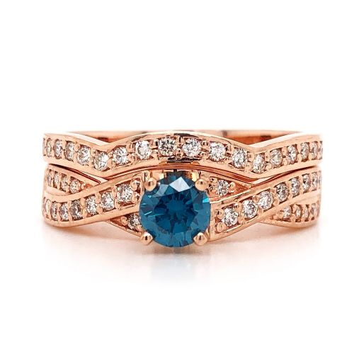  Auriya Twisted Infinity 34ct TDW Round Blue Diamond Engagement Ring Set 14k Rose Gold by Auriya