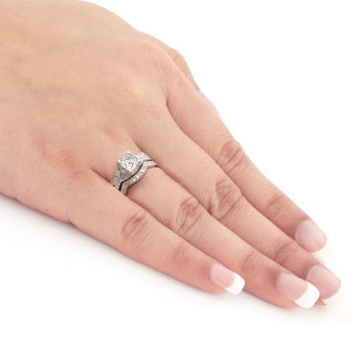  Auriya 14k Gold 1ct TDW Vintage Certified Cushion-Cut Diamond Engagement Ring Set by Auriya